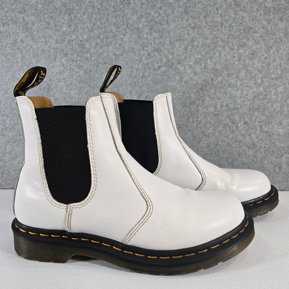 Dr. Martens 2976 White Leather Chelsea Boots Womens 8 UK 6 EU 39